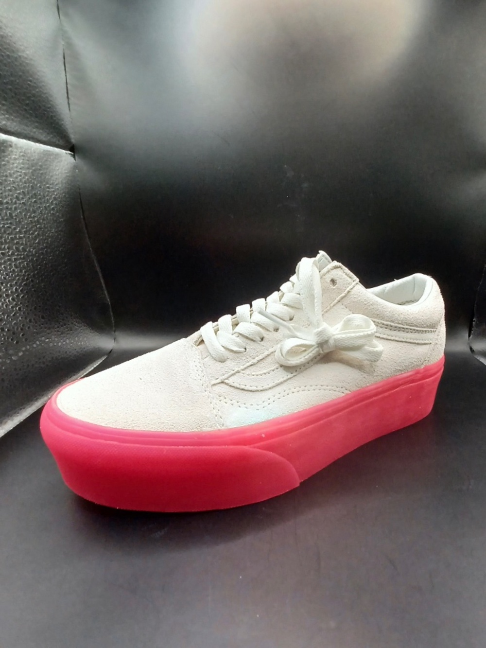 NIB Vans Old Skool Stac White Suede w/ Neon Pink Sole